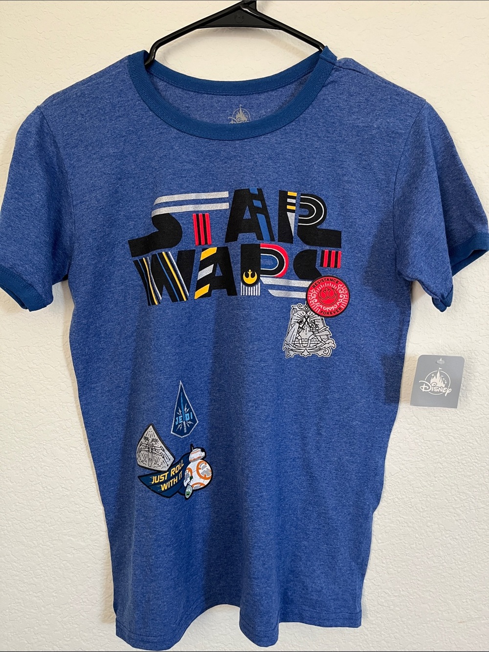 Disney Blue Star Wars Graphic Ringer Tee with Multicolor Accents